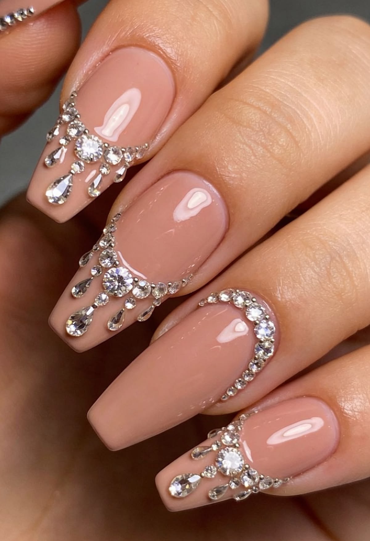 Gems and diamonds nail detail