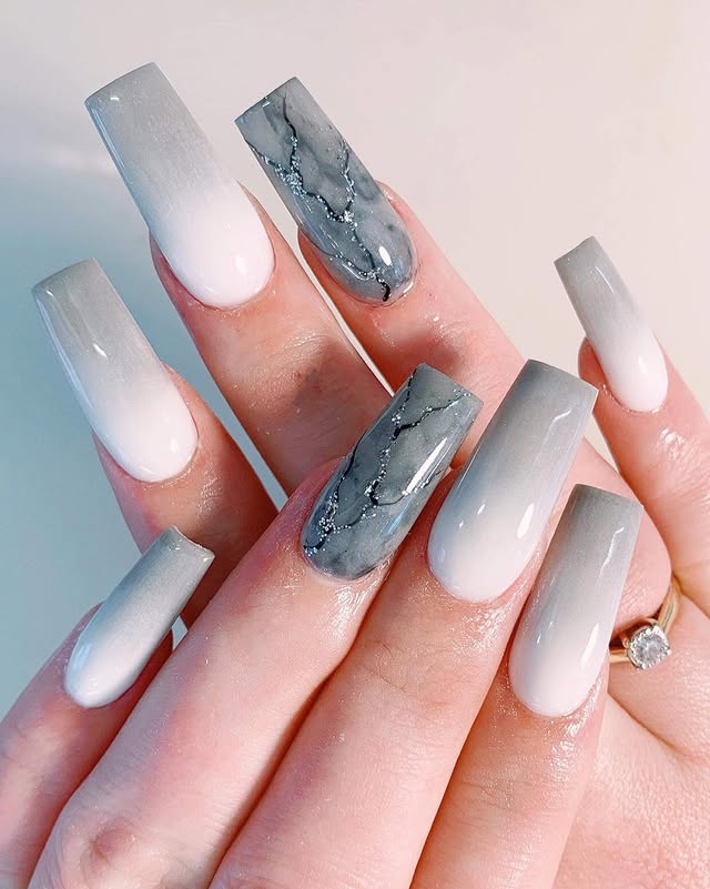 White marble nail extensions