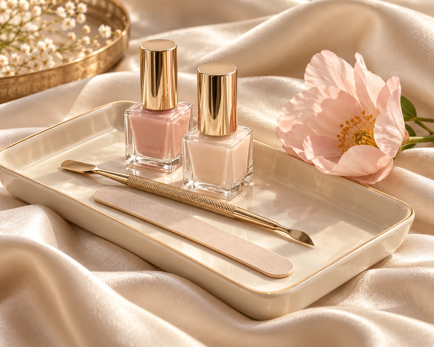 Beauty-Inspiration mit Nagellack und Pflegeaccessoires, mit KI gestaltet