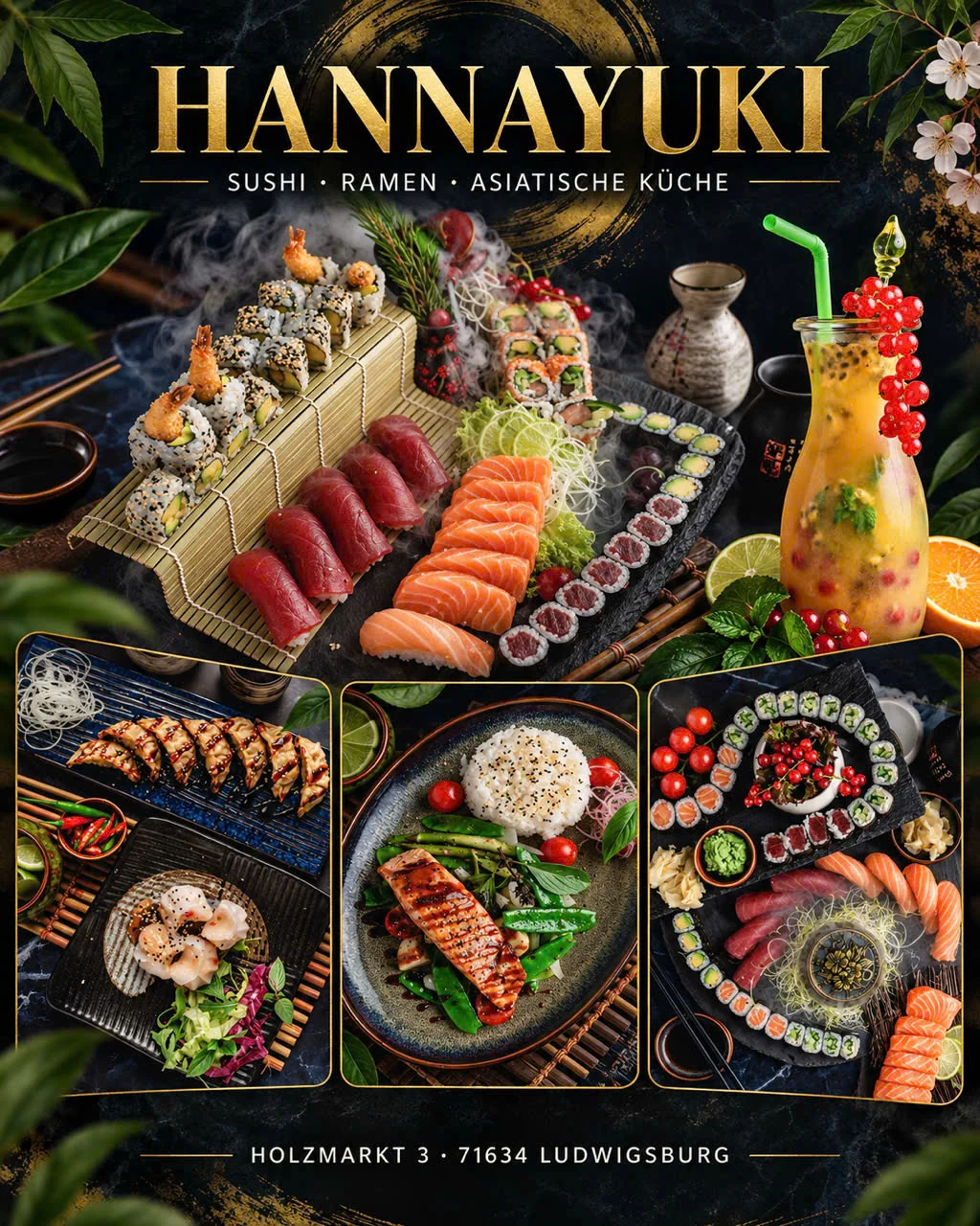 Hannayuki Collage mit asiatischen Gerichten