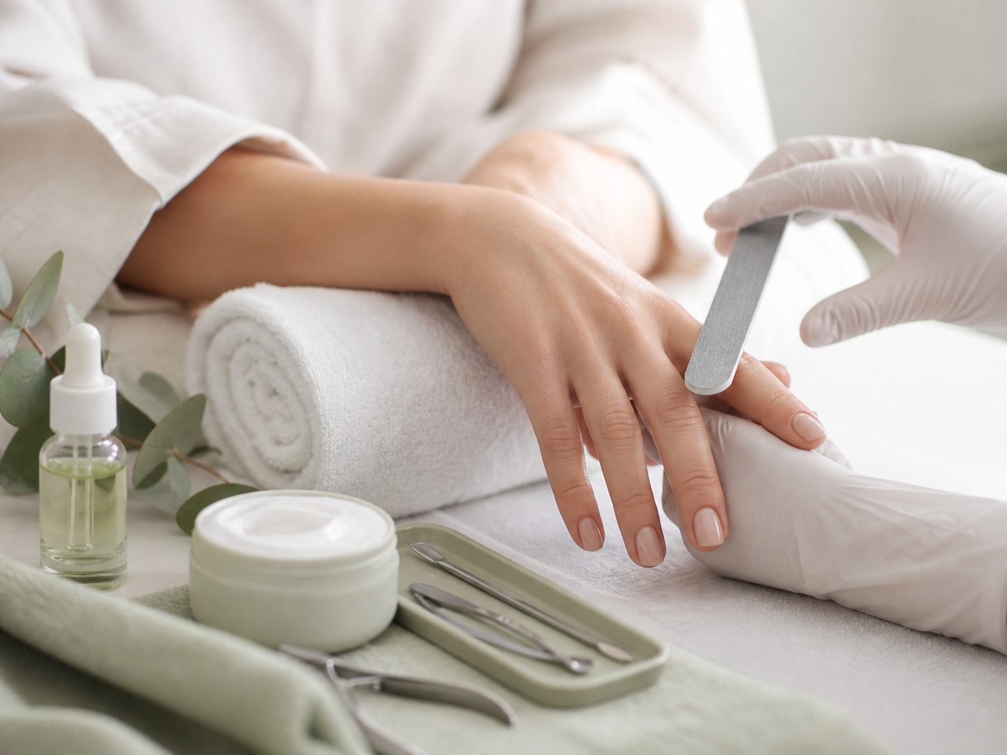 Professionelle Handpflege mit sauberen Instrumenten