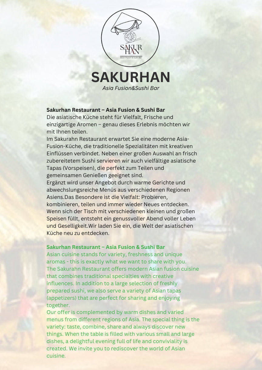 SAKURHAN Speisekarte Seite 1