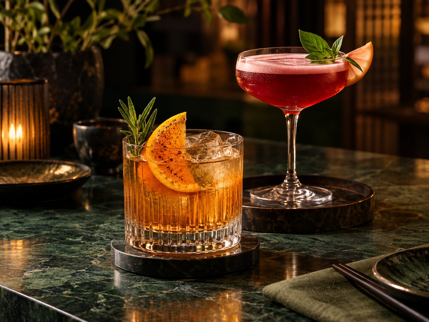 Zwei handgemixte Cocktails