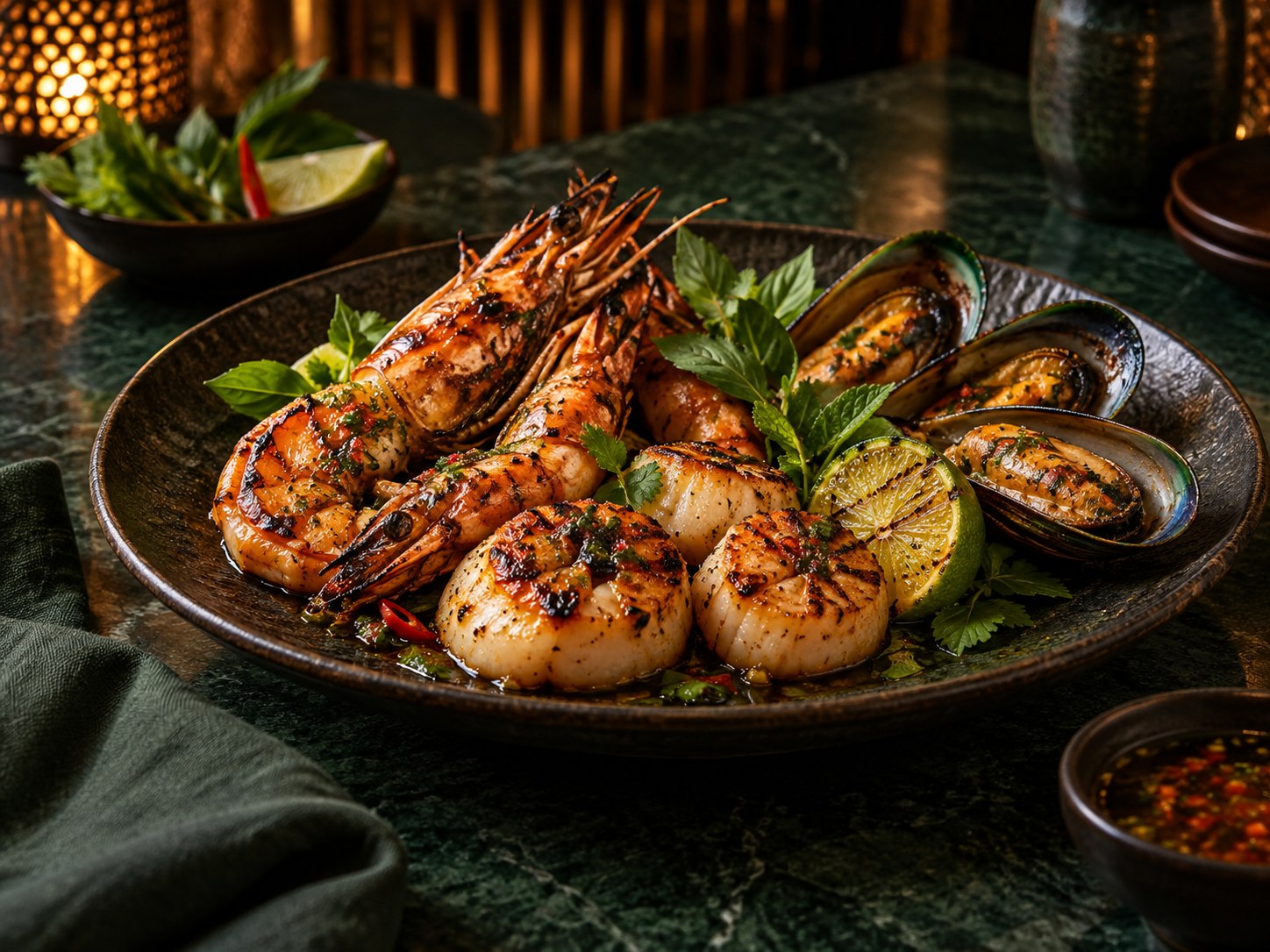 Gegrillte vietnamesische Meeresfrüchte