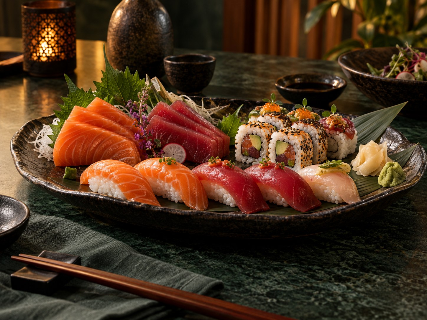 Sushi und Sashimi Auswahl
