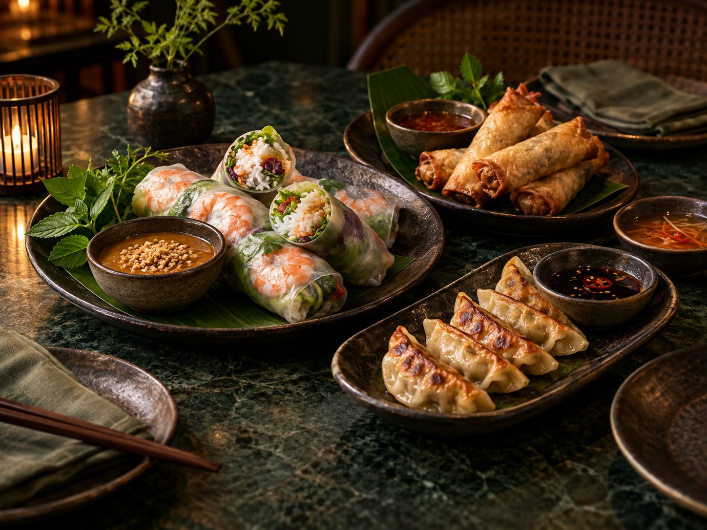 Sommerrollen, Frühlingsrollen und Gyoza