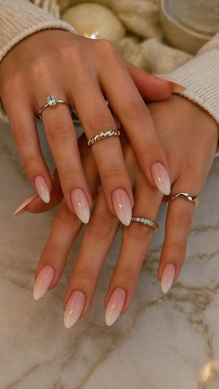 Elegant pink almond nail set by Top Tips Nail Salon