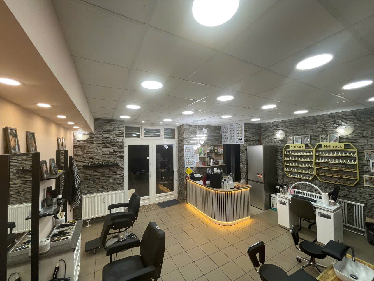 Salon interior with service chairs